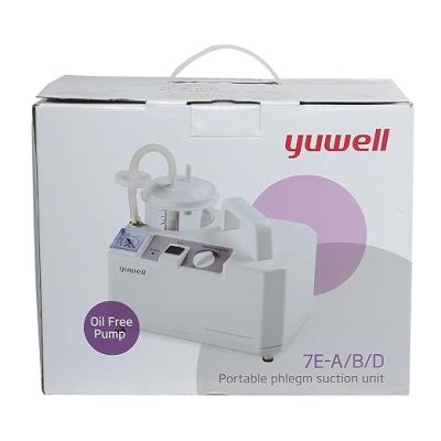Yuwell 7E-A Portable Phlegm Suction Unit 16 LPM Maintenance Free Pump 1000 ML Polycarbonate Jar