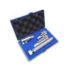 Pediatric Miller Type Laryngoscope Set Fiber Optic Sizes 0, 00, 1 Stainless Steel Blades & Light Handle