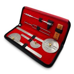 Stainless Steel Goniometer Set of 3 Small Medium Large Physiotherapy Kit with Hammer, Tuning Fork & Tape