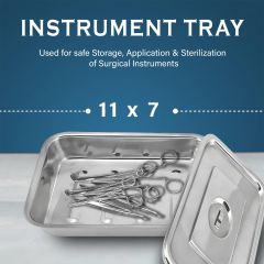 Stainless Steel Instrument Tray with Lid Medical