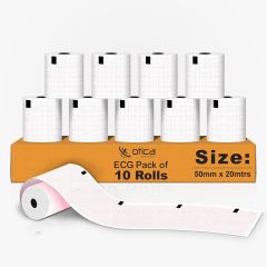 ECG Thermal Paper Roll 50mm x 20m (Pack of 10) Compatible with Single & 3 Channel ECG Machines